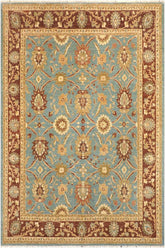 handmade Traditional Kafkaz Blue Brown Hand Knotted RECTANGLE 100% WOOL area rug 8 x 10